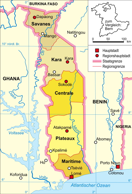Politische Karte von Togo